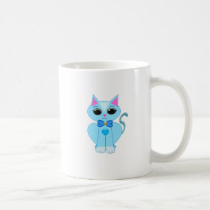 Taza De Café Elegante gato lindo azul claro