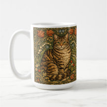 Elegante gato vintage floral botánico