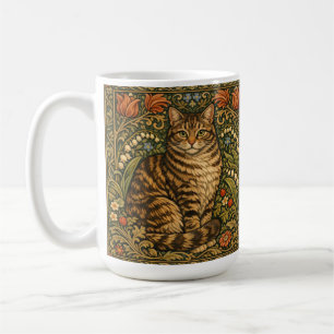 Taza De Café Elegante gato vintage floral botánico