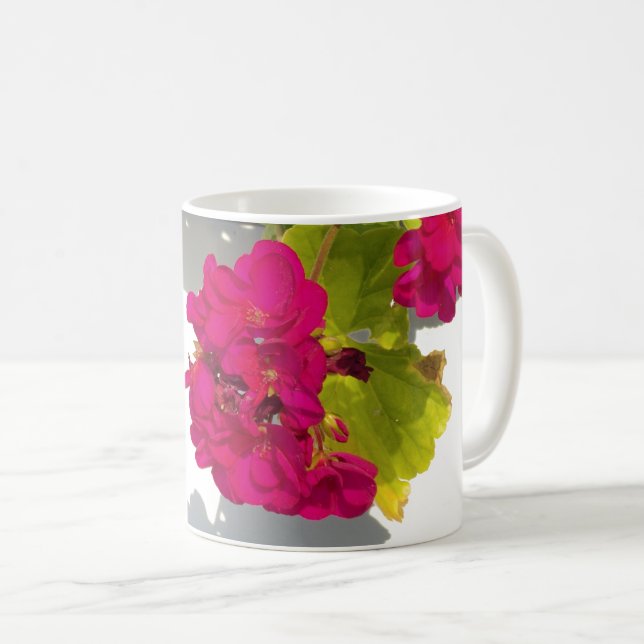 Taza De Café Elegante Geranium rosa rosa profundo (Anverso derecho)