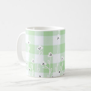 Taza De Café Elegante gingham de color verde verde