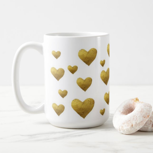 Taza De Café Elegante Goldherz Tasse Ein Hauch von Liebe (Con donut)
