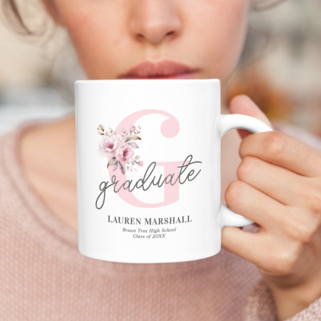 Taza De Café Elegante Graduación de Foto Floral 2025 (Subido por el creador)