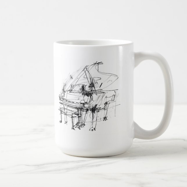 Taza De Café Elegante Gran Esbozo de piano (Derecha)