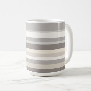 Taza De Café Elegante granja de rayas crema y gris taupe