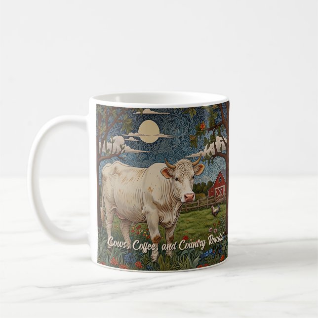 Taza De Café Elegante granja de vacas boho de moda de campo (Izquierda)