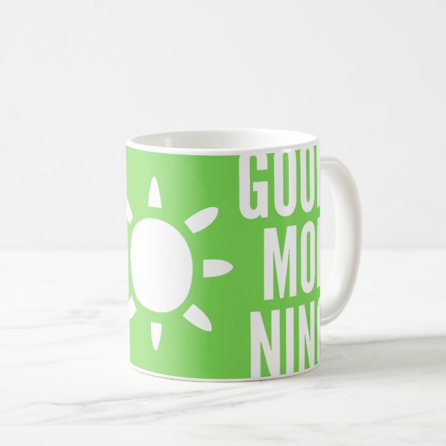 Taza De Café Elegante Grass Green Good Morning Tea solar (Anverso derecho)