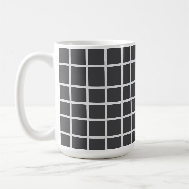 Taza De Café Elegante Gris Cuadrado Blanco   (Izquierda)