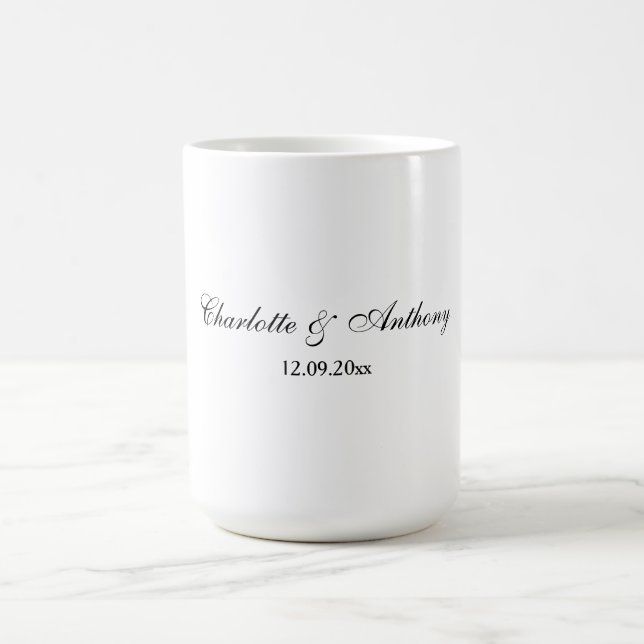 Taza De Café Elegante guión boda blanco negro creativo (Centro)