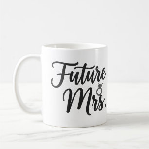 Taza De Café Elegante guión de "Futura Sra." y anillo para futu