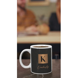 Taza De Café Elegante guión moderno de nombre de oro negro mono