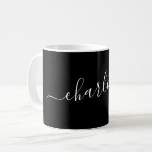 Taza De Café Elegante guión negro moderno nombre personalizado