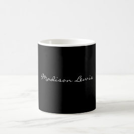 Taza De Café Elegante guión simple caligrafía de nombre negro