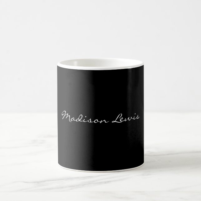 Taza De Café Elegante guión simple caligrafía de nombre negro (Centro)