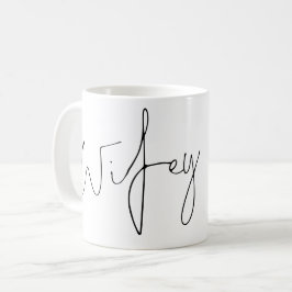 Taza De Café Elegante guión Wifey Nombre de novia Blanco negro