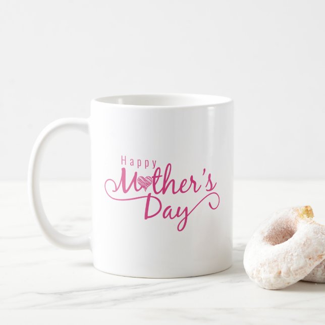 Taza De Café Elegante Happy Mother's Day Calligraphy Coffee Mug (Con donut)