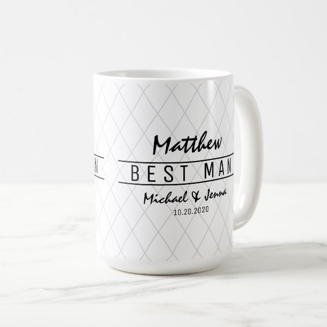 Taza De Café Elegante Harlequin Boda hombre personalizado (Anverso derecho)
