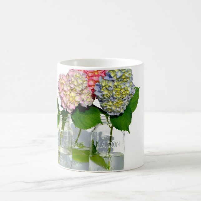 Taza De Café Elegante hidrato floral verde azul rosa (Centro)