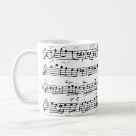 Taza De Café Elegante hoja manuscrita de época Notas musicales