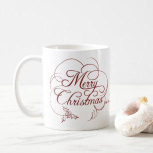 Taza De Café Elegante Holly Merry Christmas
