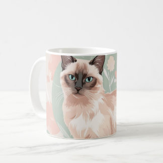 Taza De Café Elegante Ilustracion Pastel Cat con barbilla de fl
