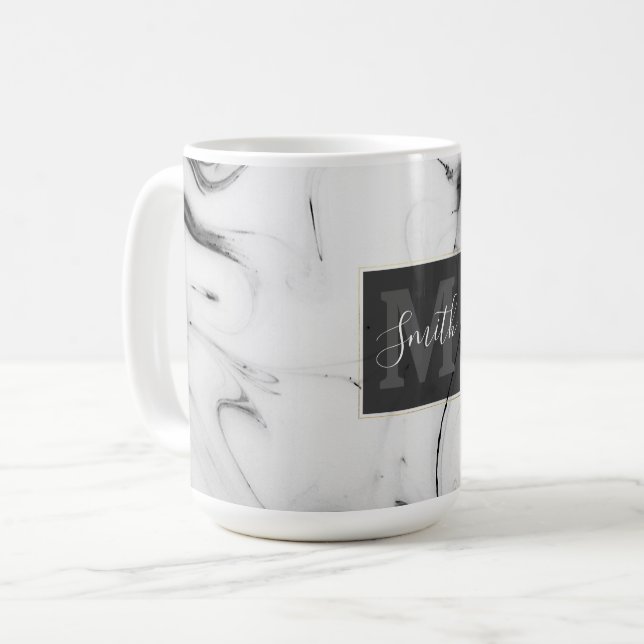 Taza De Café Elegante imagen de mármol blanco (Anverso izquierdo)