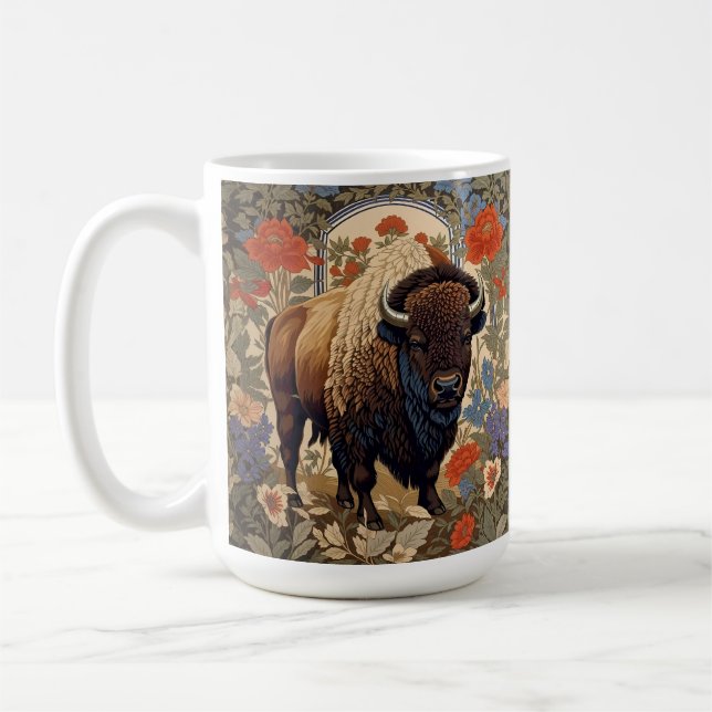 Taza De Café Elegante inspirado por Bison William Morris (Izquierda)