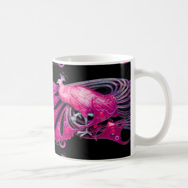 TAZA DE CAFÉ ELEGANTE JEWEL DE PINK FUCHSIA PEACOCK (Derecha)