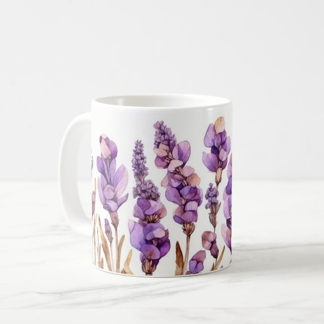 Taza De Café Elegante Lavanda Bliss Ceramic Mug (Anverso izquierdo)