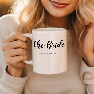 Taza De Café Elegante Letra La Novia Vino de Boda Personalizado
