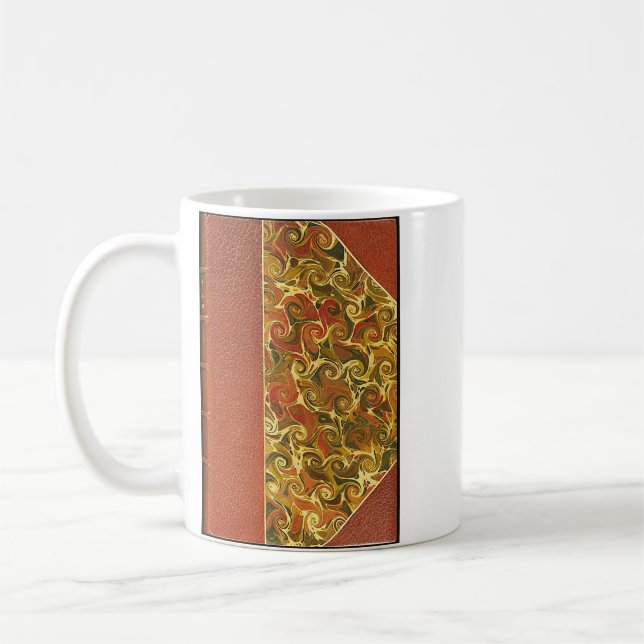 Taza De Café Elegante Libro Antiguo, Patrón De Giro Ornato (Izquierda)
