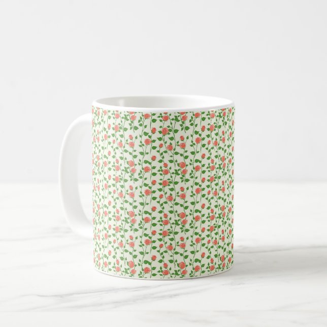 Taza De Café Elegante Lindo Sofisticado Chic Romántico Floral (Anverso izquierdo)