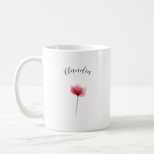 Taza De Café Elegante Lindo Sofisticado Nombrado Romántico Flor (Izquierda)