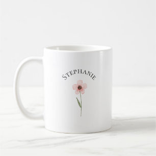 Taza De Café Elegante Lindo Sofisticado Nombrado Romántico Flor