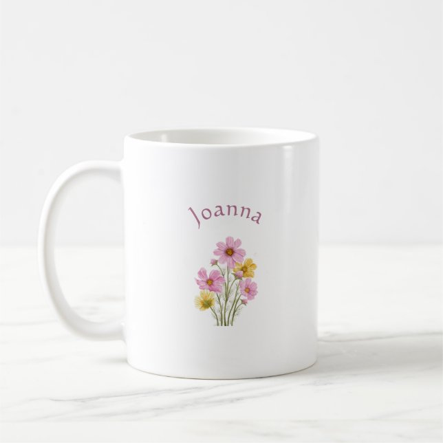 Taza De Café Elegante Lindo Sofisticado Nombrado Romántico Flor (Izquierda)