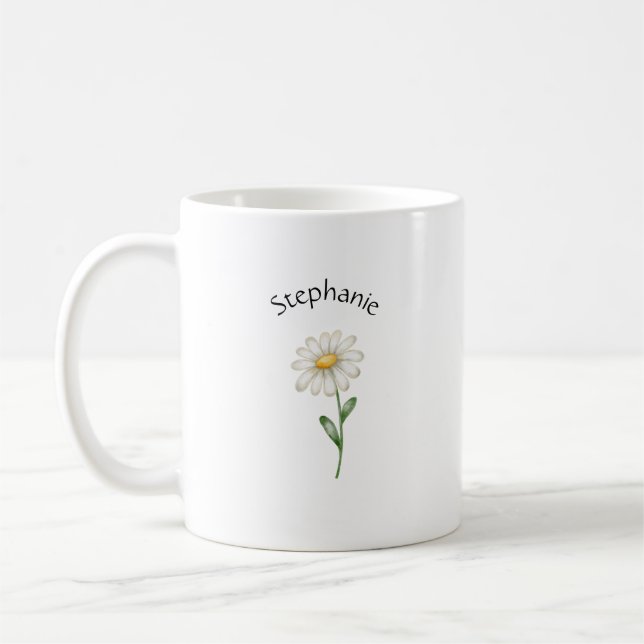 Taza De Café Elegante Lindo Sofisticado Nombrado Romántico Flor (Izquierda)