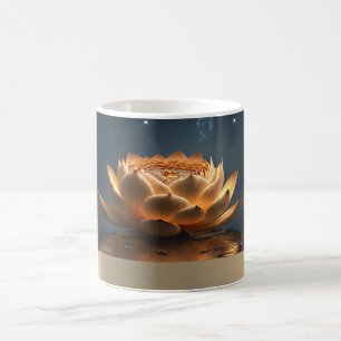 Taza De Café Elegante Loto Dorado Yoga Oscuro