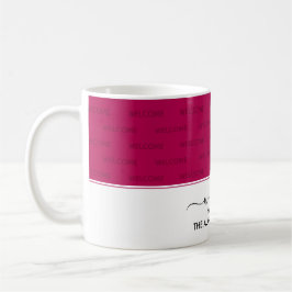 Taza De Café Elegante Magenta Pink BIENVENIDA A NUESTRO HUÉSPED