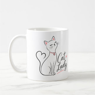 Taza De Café Elegante Mamá Gata Negra Corazón Cola Gatita Linda