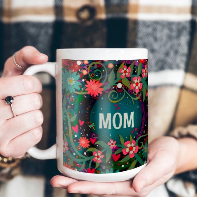 Taza De Café Elegante Mamá Rosa Verde Inespiritividad Floral (Subido por el creador)