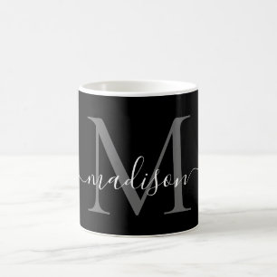Taza De Café Elegante manuscrito blanco blanco negro estilo neg