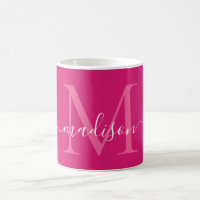 Elegante manuscrito de monograma blanco magenta ro