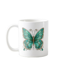 Elegante mariposa turquesa clásica cerámica