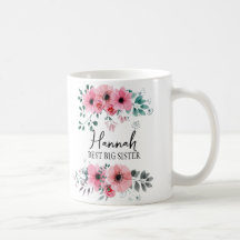 Elegante Mejor Hermana Floral Rosa Personalizada