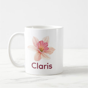 Taza De Café Elegante minimalista Floral Hermoso Nombre Lirio R