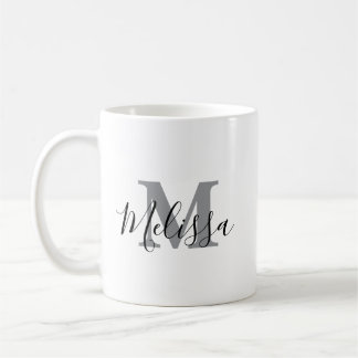 Taza De Café Elegante Minimalista Negro y Blanco Chic Personali
