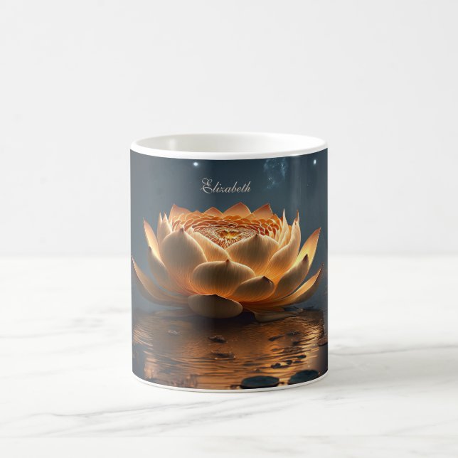 Taza De Café Elegante Moda Gold Lotus Yoga (Centro)