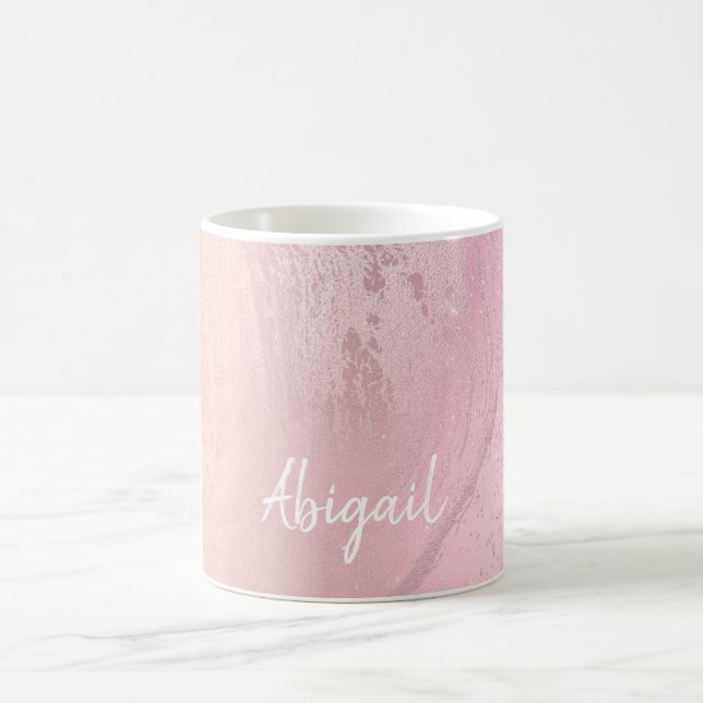 Taza De Café Elegante moda moderna rosa  de mármol purpurina do (Centro)