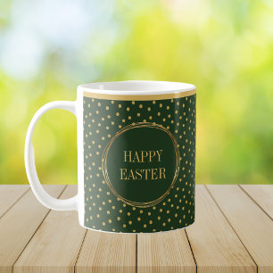 Taza De Café Elegante Moda Oro Polka puntos Feliz Pascua
