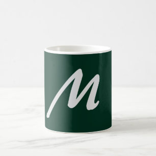 Taza De Café Elegante Moderno Plano Verde Oscuro Monograma de N